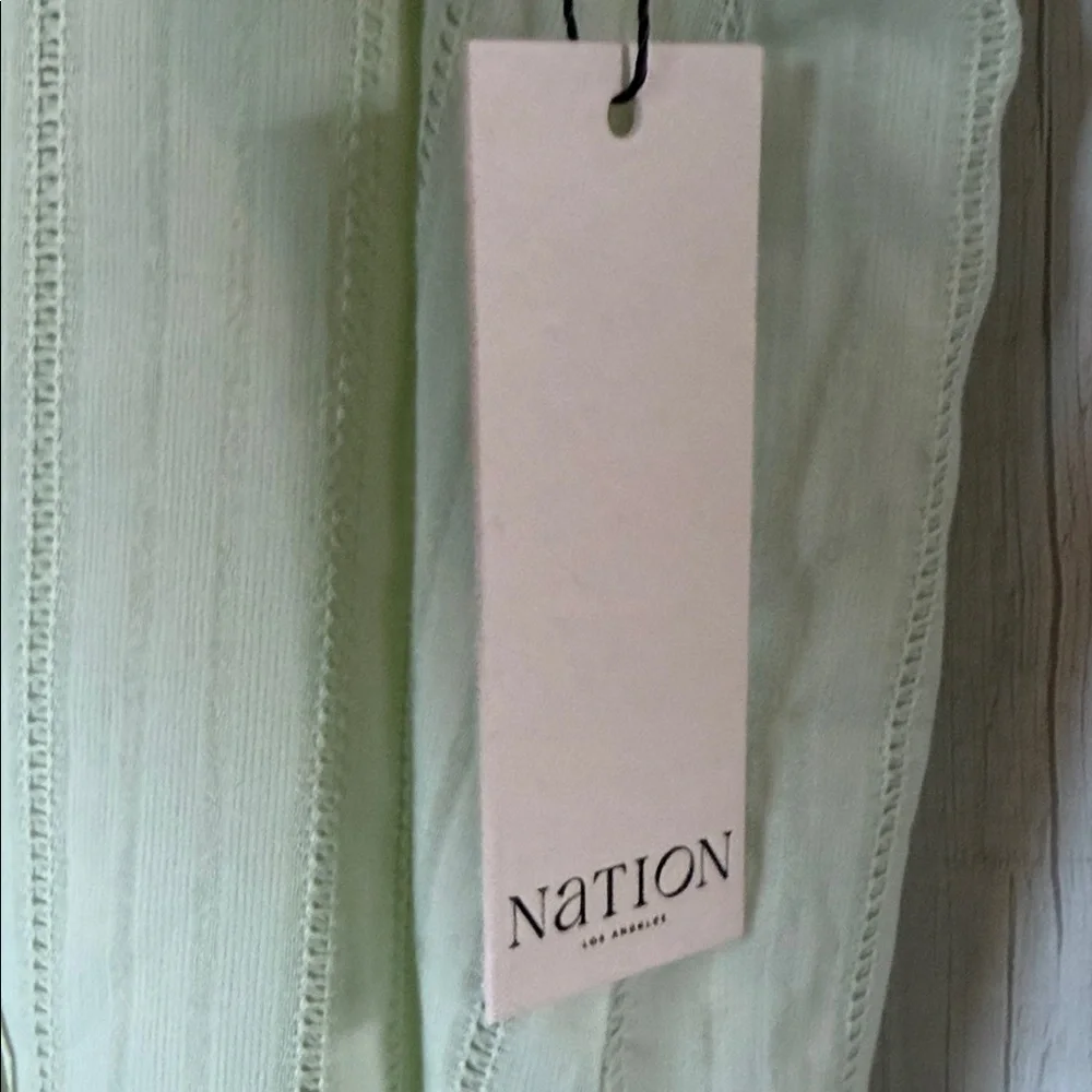 Nation LTD Pale Green Ruffle V-Neck Sleeveless Camisole - Picture 3 of 8